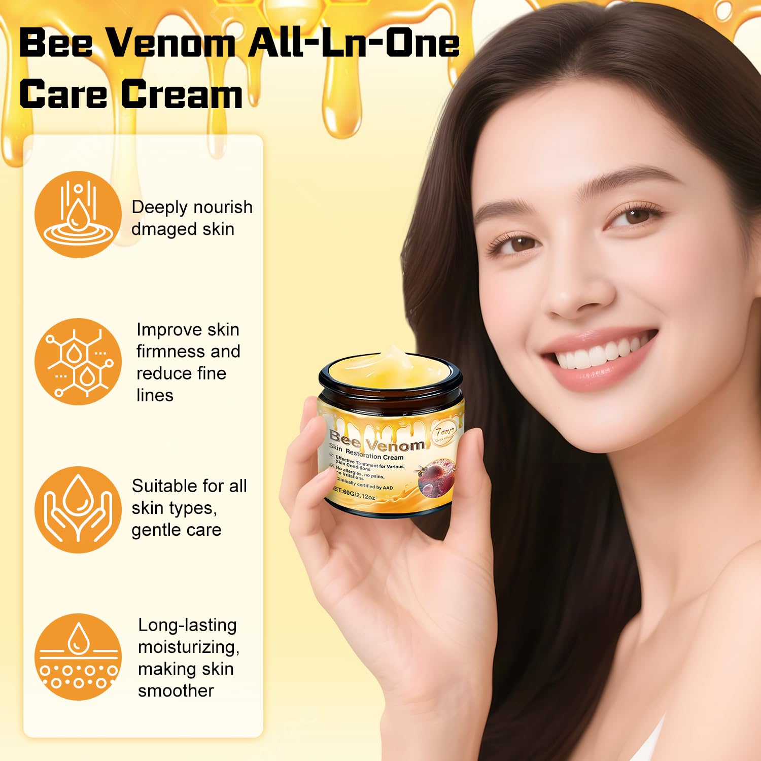 2pc Bee Venom Skin Restoration Cream, Bee Venom Skin Treatment Cream-Firms & Rejuvenates, Smooths Wrinkles & Fine Lines-FemmiqueWomen