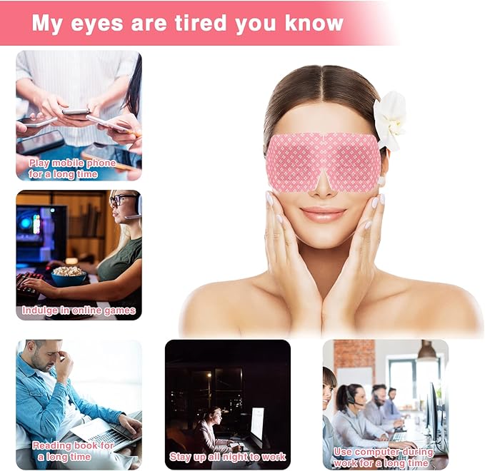 18 Packs Steam Eye Mask for Dry Eyes Dark Circles and Puffiness Tired Eyes, Disposable Self Heating Eye Mask for Stress Relief Relief Eye Fatigue-FemmiqueWomen