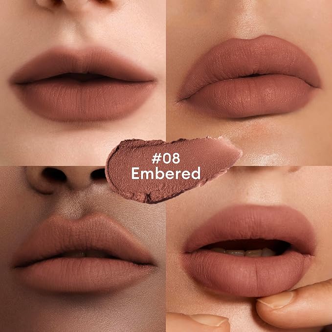 ITY Velvet Matte Finish Lip Stain-Mousse Textured Lip Clay, Red Shade, Conceals Lip Lines, Rich Pigment Lip Tint Lipsticks, 0.14 oz (4g) in Ginger, Embered.-FemmiqueWomen