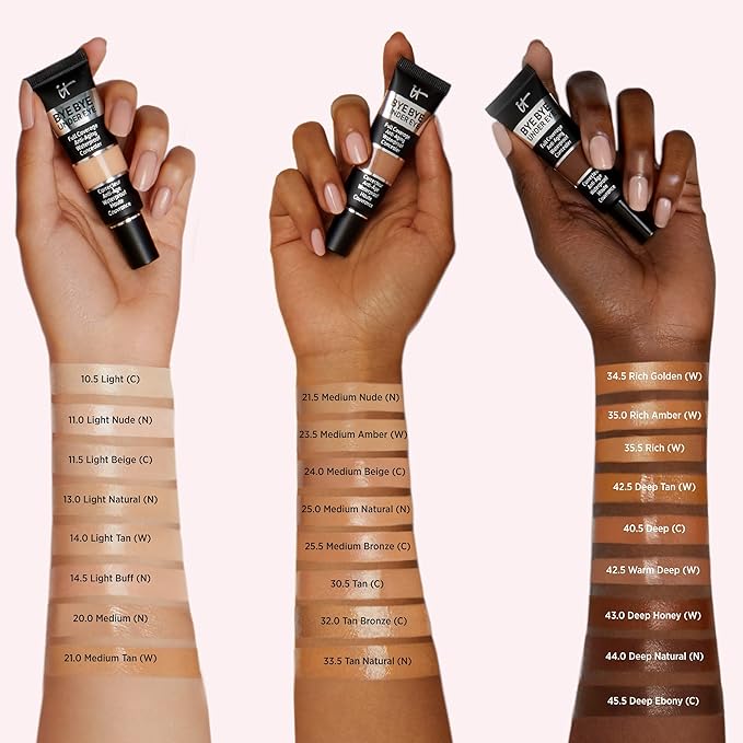 IT Cosmetics Makeup Set - Includes Supersize Bye Bye Under Eye Concealer (42.5 Deep) + Heavenly Luxe Complexion Perfection Concealer Brush (1 fl oz) - with Collagen, Hyaluronic Acid & Antioxidants-FemmiqueWomen