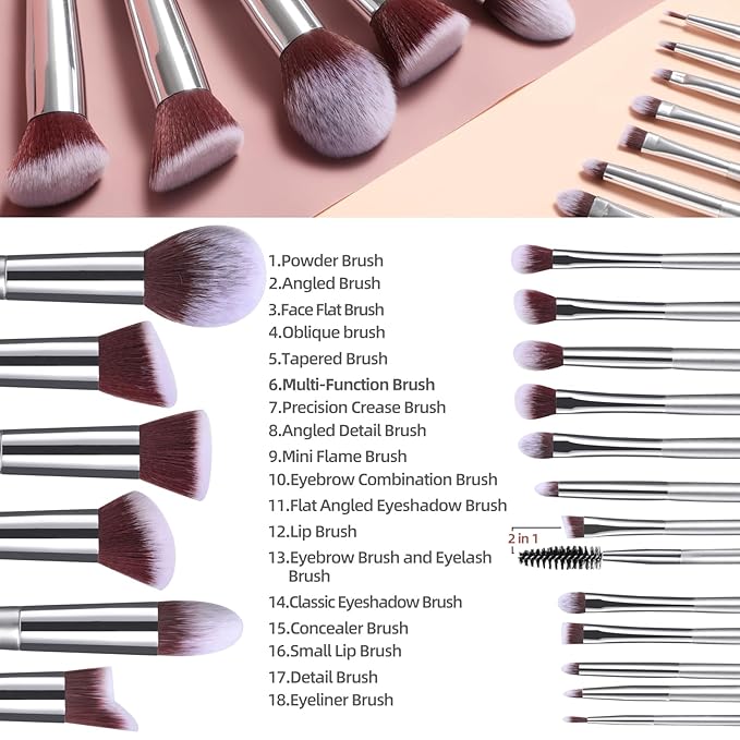 BS-MALL Makeup Brush Set 18 Pcs Premium Synthetic Foundation Powder Concealers Eye shadows Blush Makeup Brushes with black case-FemmiqueWomen