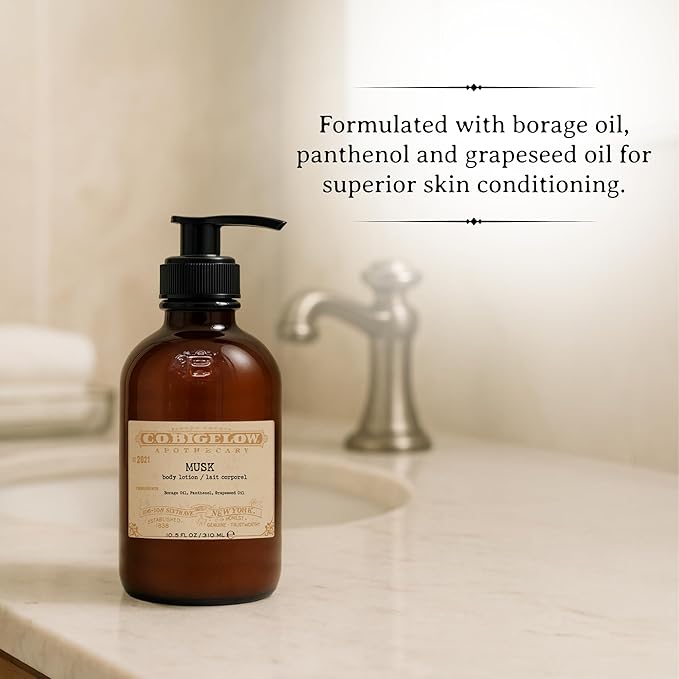 C.O. Bigelow Musk Body Lotion, Iconic Collection Moisturizing Body Lotion with Shea Butter, Borage Oil & Grapeseed Oil, 10.5 Fl Oz-FemmiqueWomen