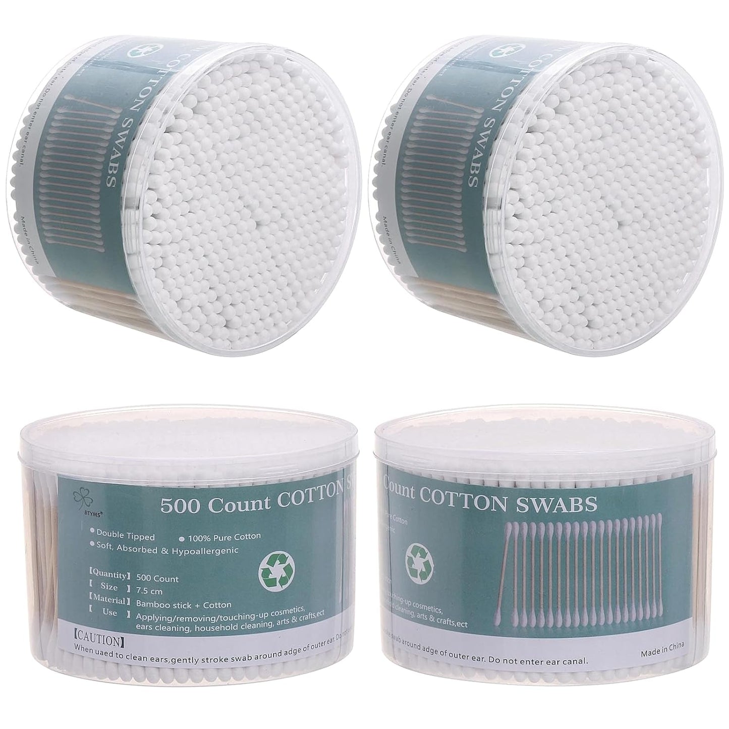 2000 Count Cotton Swabs Double Tipped Ear Cleaning Buds with Bamboo Stick 3 Inch Cotton Tip Applicators for Ears and Makeup-FemmiqueWomen