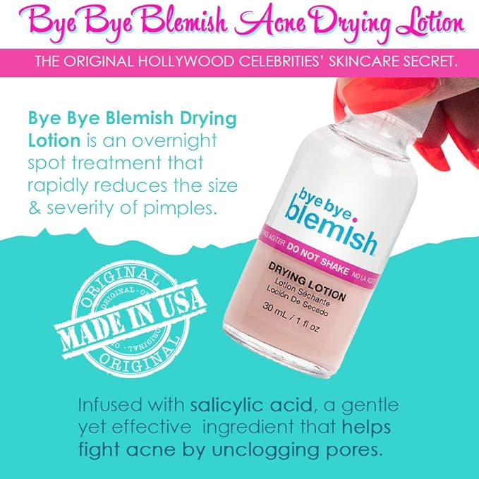 Bye Bye Blemish Acne Drying Lotion, On-the-Spot Pimple Treatment, Reduce Pimples Overnight, Beauty Skincare Essential - 1oz. (2-Pack)-FemmiqueWomen