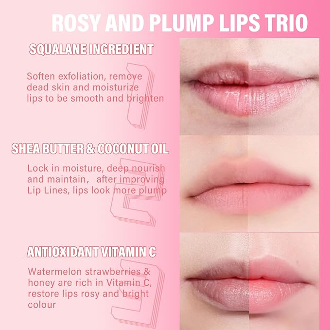 3 Pcs Honey Lip Balm, Bee Lip Balm Honey Pot,Moisturizing Lip Mask Overnight,Hydrate Repair Prevent Dry Cracked Lip Care (Honey+Strawberry+Watermelon)-FemmiqueWomen