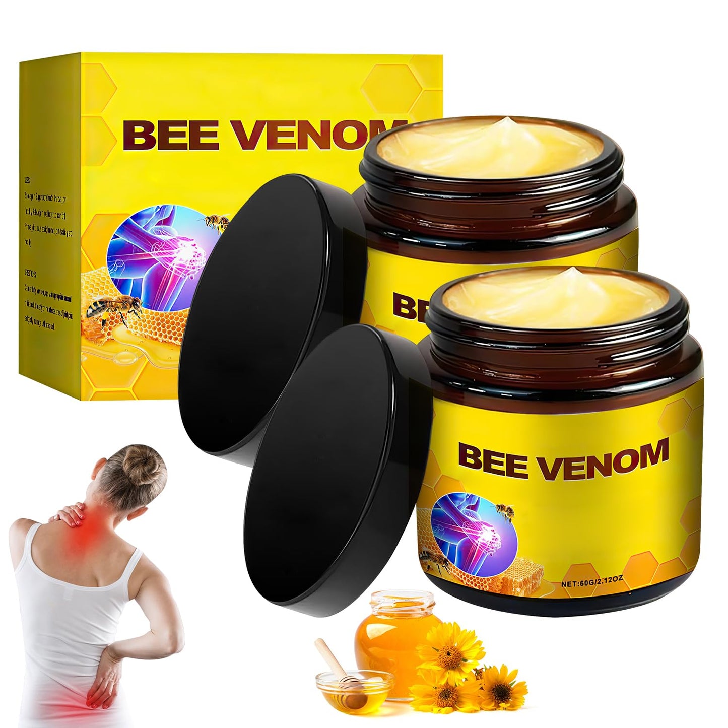 Bee Venom Cream,Advanced Joint Cream,New Bee Venom Professional Cream for Back, Knee, Hands, Neck, Feet(2PCS)-FemmiqueWomen