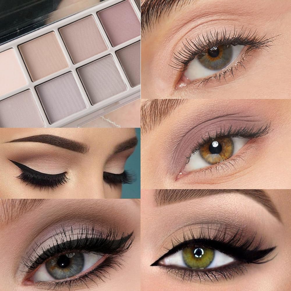 10 Color Matte Eyeshadow Palette | 10 Soft-Focus Matte Shades in Grey-Brown & Neutral Taupe | Silky Powder Blends Like Cream | Natural-Looking Nude Makeup for Mature Skin | Day to Night Wear-FemmiqueWomen