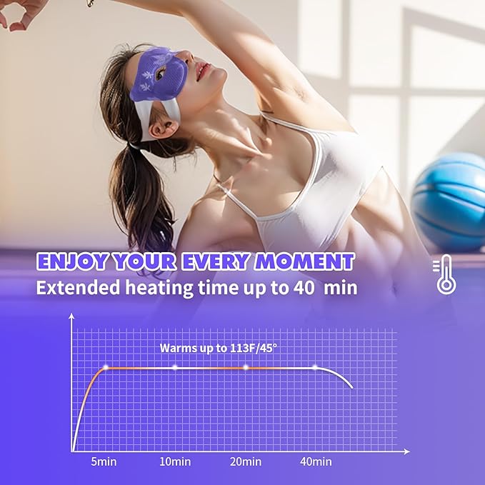 18 Packs Lavender Steam Eye Masks for Dry Eyes 40 Mins Warm Eye Mask Heated Eye Mask Reduce Puffiness Dark Circles Travel Essentials Eye Masks for Sleep Disposable(Lavender,Hollow)-FemmiqueWomen