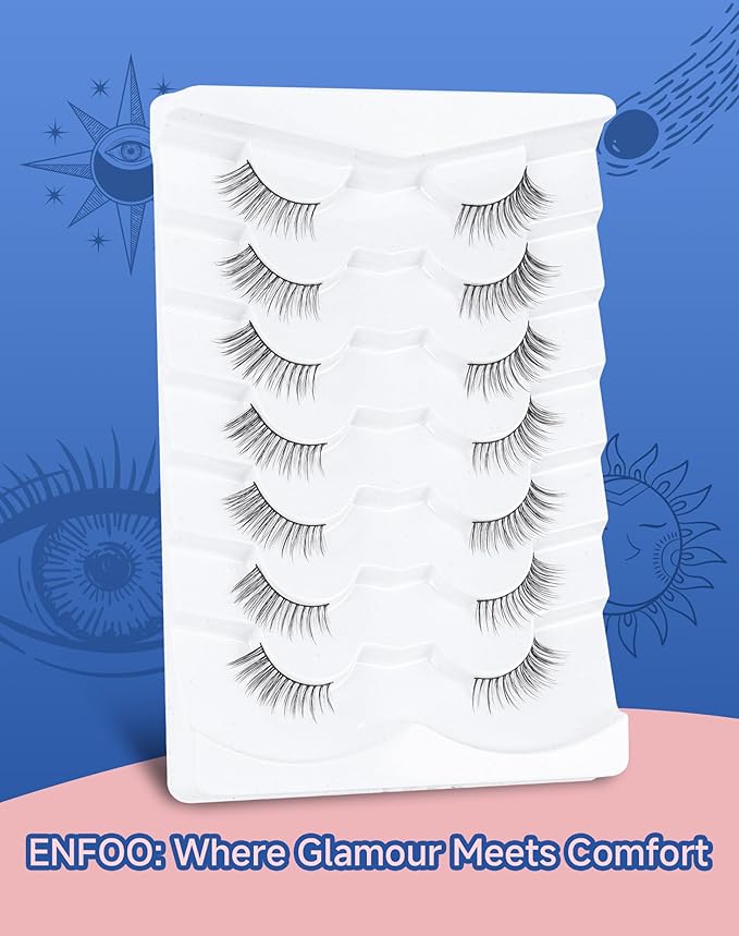3/4 Lashes Half Natural Wispy Eyelashes Flared Corner Eyelashes False CatEye Lash Half Small Eyelash 7 Pairs D47-FemmiqueWomen