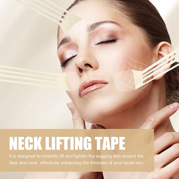 braxan 60 Pcs Neck Tape Lifting Invisible Set: Neck & Face Lift Tape Invisible - for Double Chin Jowls Eyes Sagging Skin, Special Events & Makeup-Friendly Use, Visible Results In Seconds-FemmiqueWomen