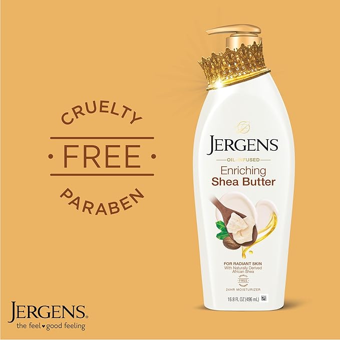 Jergens Shea Butter Hand and Body Lotion, Deep Conditioning Moisturizer, 3X More Radiant Skin, with Pure Shea Butter, Dermatologist Tested, 16.8 Oz, Pack of 3-FemmiqueWomen
