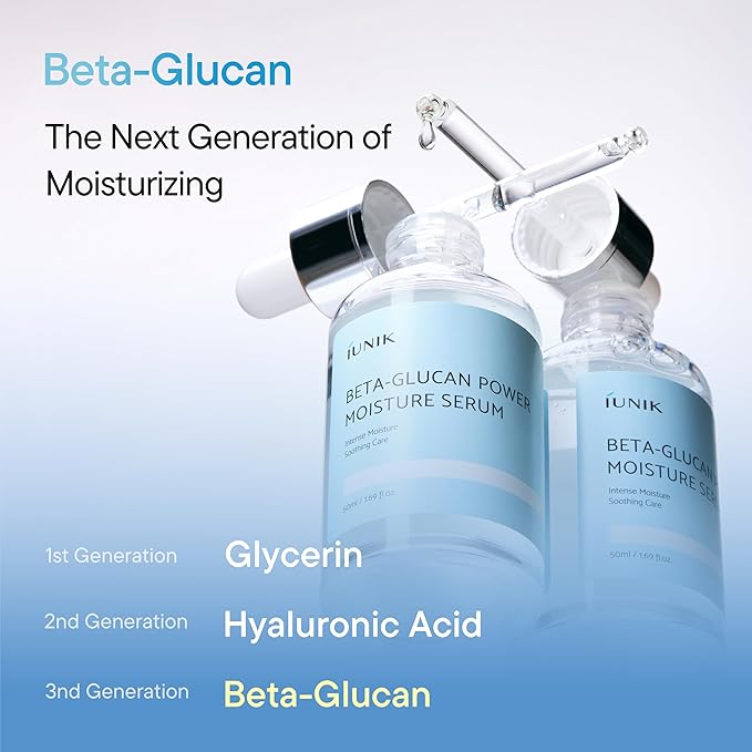 IUNIK Beta-Glucan Power Deep Moisture Vegan Serum Intense Hydration Mushroom Yeast Extracts Naturally-derived - Dry Mature Sagging Sensitive Skin Cell Regenerating Lifting Korean Skincare-FemmiqueWomen