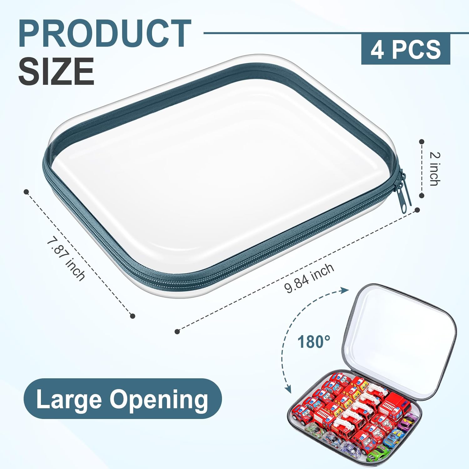 Hoolerry 4 Pcs Hard Clear Zipper Case Makeup Bags Plastic Pencil Pouch Transparent Storage Box Containers for Cosmetics, Snacks, Building Blocks, Puzzles(Morandi,9.8 x 7.9 x 2 in)-FemmiqueWomen