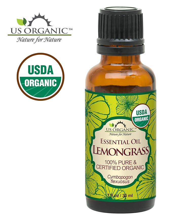 US Organic 100% Pure Lemongrass Essential Oil, USDA Certified Organic, Extracted by Steam Distillation Method, for Hair, Nail Polish Remover, Bees Attraction, and More. 30 ml-FemmiqueWomen