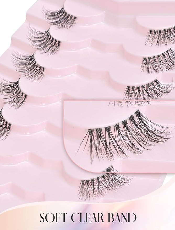 Half Lashes Natural Lashes Wispy Lashes Corner Lashes 3/4 False Eyelashes Natural Half Eyelashes Clear Band Lashes W05-FemmiqueWomen