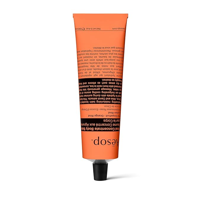 Aesop Rind Concentrate Travel Body Balm | Nourish and Smooth Skin with Shea and Cocoa Butter | Aloe Vera Juice to Soothe and Hydrate | 3.4oz / 100mL-FemmiqueWomen