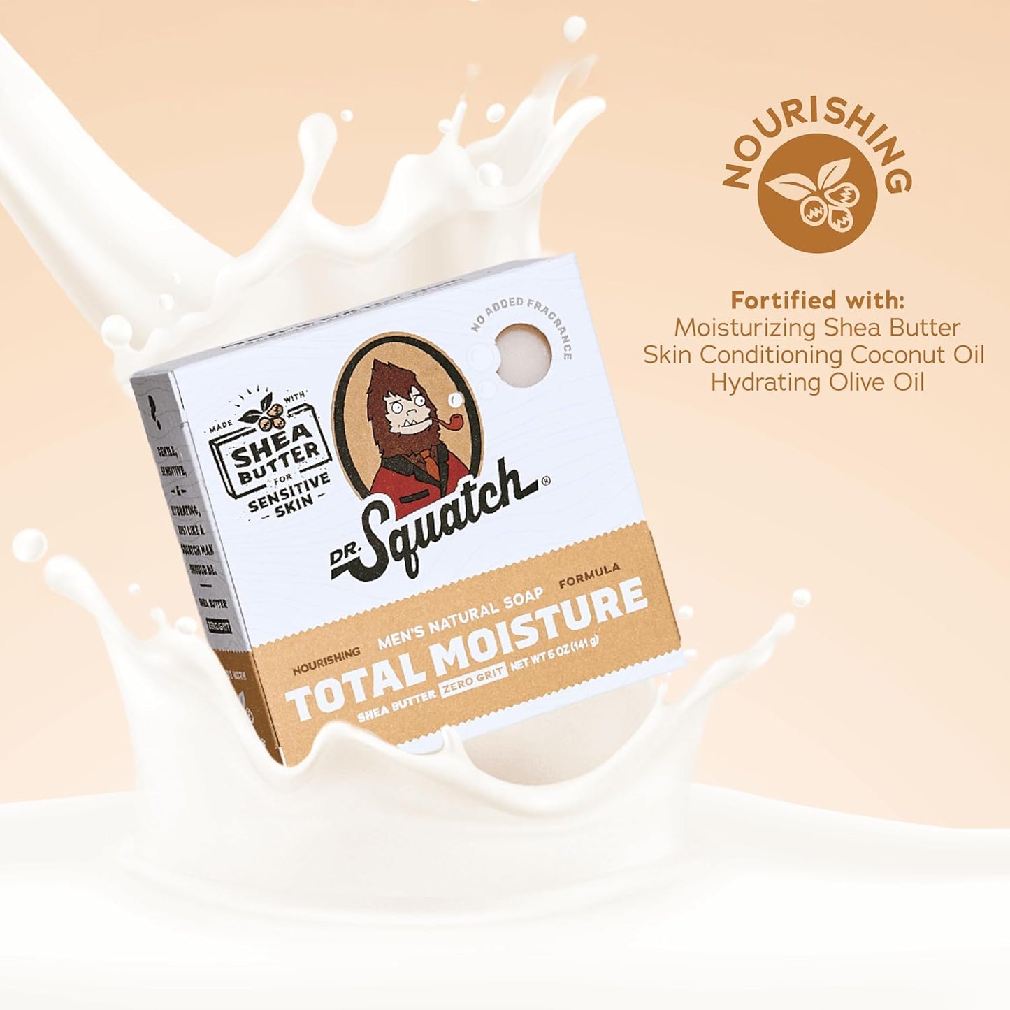 Dr. Squatch NEW Total Moisture Bar Soap for Men - No Added Fragrance Formulated for Sensitive Skin - Shea Butter (5 oz, 3-pack)-FemmiqueWomen