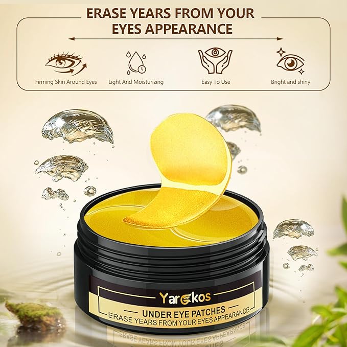 3 Packs 60 Pcs Under Eye Patches, 24K Gold+Pink+Green, 30 Pairs Undereye Mask for Puffy Eye Dark Circle Treatment, Collagen Gel Pads Hydrating for Eye Bag Puffiness Wrinkle, Women Men Beauty Skin Care-FemmiqueWomen