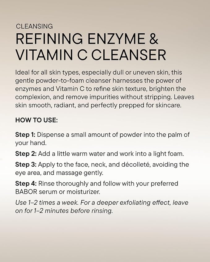 BABOR Refining Enzyme & Vitamin C Cleanser, Enzyme Powder Cleanser, Exfoliating Face Wash Polish, Gentle Facial Scrub to Brighten and Even Complexion-FemmiqueWomen