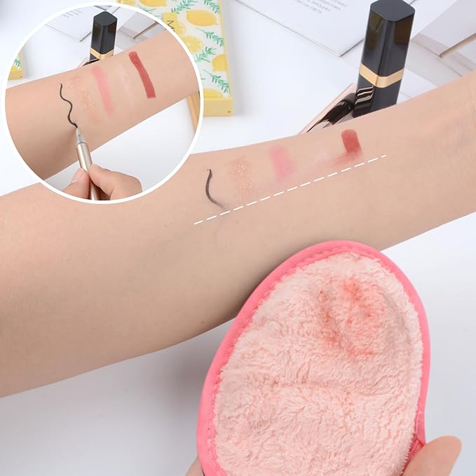 SINLAND Reusable Makeup Remover Pads For Face,Eye,Lips Microfiber Gentle Facial Cleansing Cloths for All Skin Types Friendly for Makeup Remover With Laundry Bag 5.1inchx3.93inch Pink Pack of 6-FemmiqueWomen