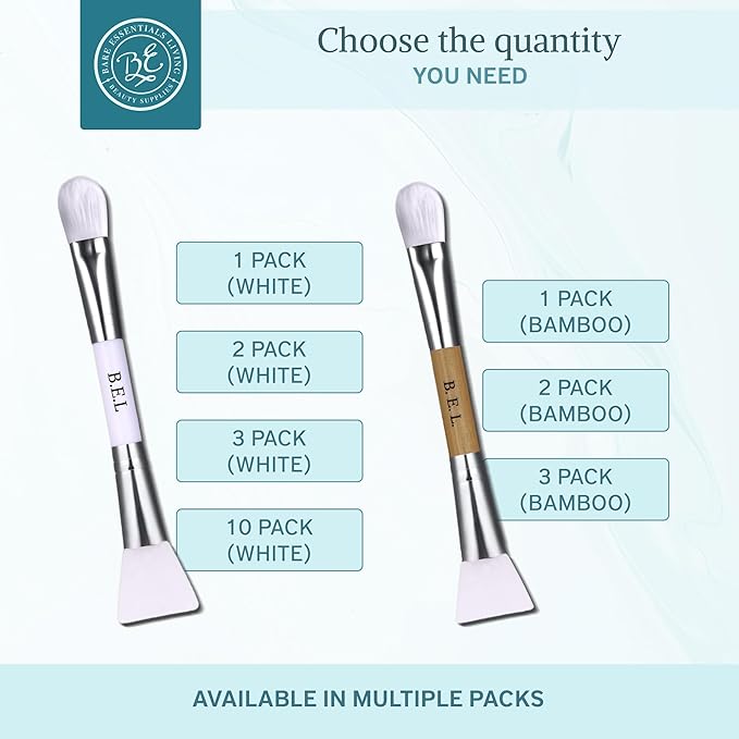 Bare Essentials Living Clay Face Mask Brush (2 Pack, White) Dual Soft Silicone Face Mask Applicator Brush Tool, Great Facial Essentials, Moisturizer Applicator & Skincare Brush for Facials-FemmiqueWomen