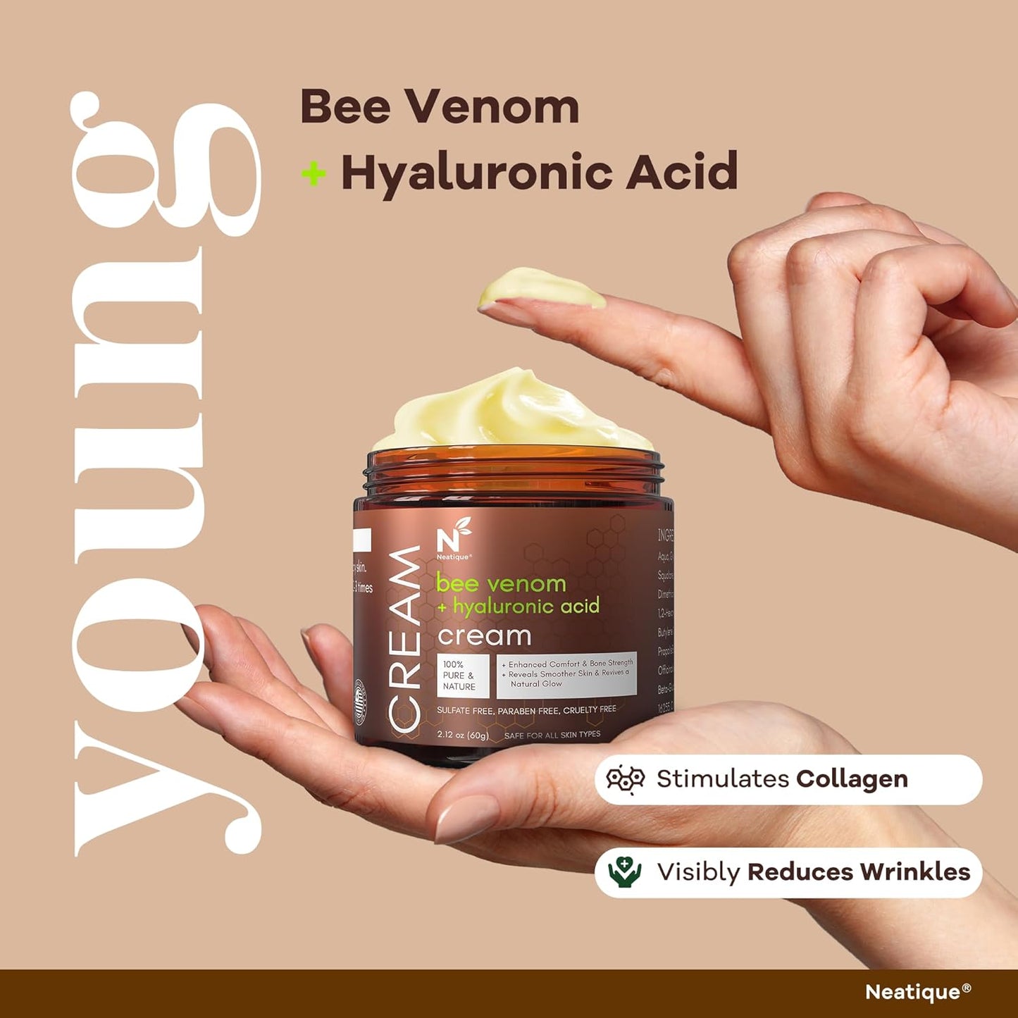Bee Venom & Hyaluronic Acid Anti-Aging Face Cream – 2025 New Renewal Formula, Skin Moisturizer, All Skin Types, 2.12 Oz (60g)-FemmiqueWomen