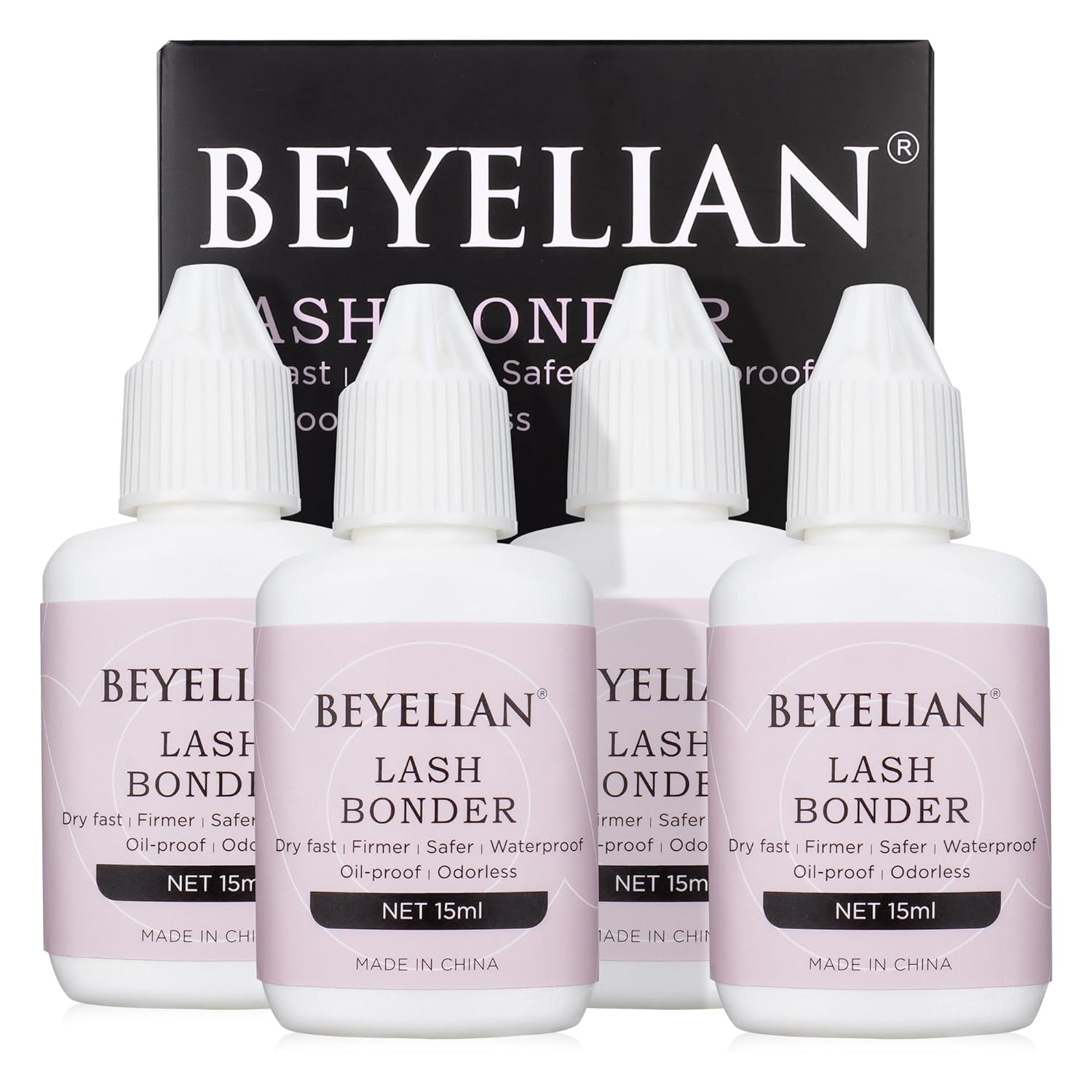 BEYELIAN Lash Bonder for Eyelash Extension Super Bonder Longer Retention Help Glue Bond Better Glue Primer Accelerate Drying Time Low Irritation Water Oil Proof 4 Pack-FemmiqueWomen