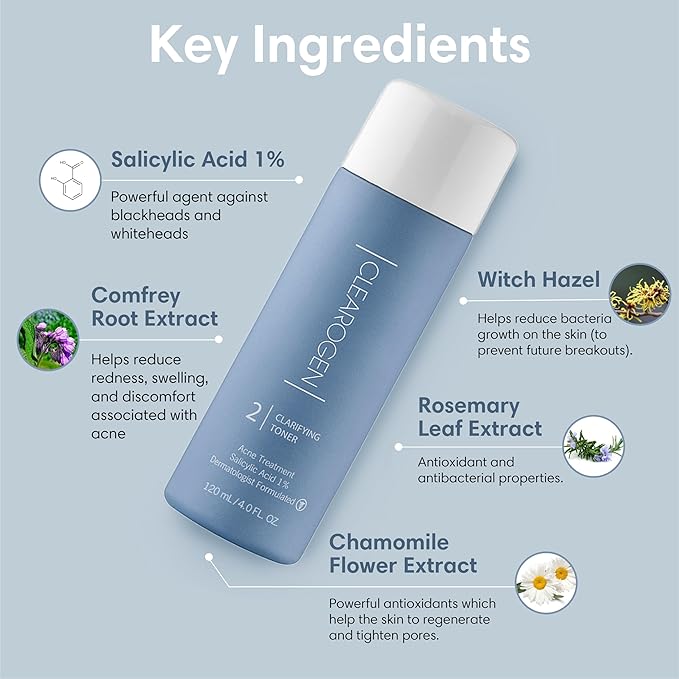 Clarifying Toner for Acne and Blemishes, Face Toner, Facial Toner, Skin Toner, Acne Toner, Toner Oily Skin, Salicylic Acid Toner, Astringent for Face, Toners, 4 Fl Oz-FemmiqueWomen