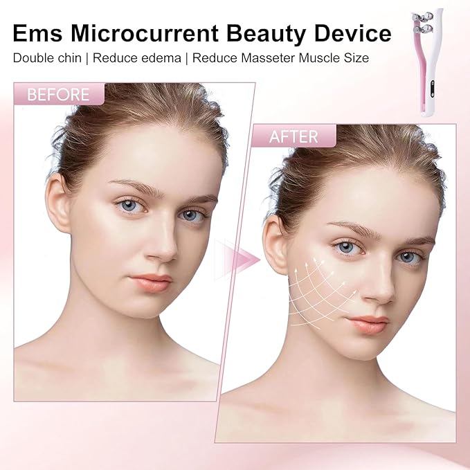 2025 Multi-Functional Face Lifting Device, V Roller Face Lift, Tightening, Skin Care, Double-Sided Roller Design, Type-C Fast Charging, Portable Beauty Device with 3 Adjustable Settings (White)-FemmiqueWomen