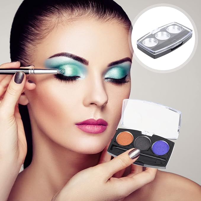 10Pcs Empty Magnetic Eyeshadow Palette Empty Eyeshadow Pans Containers Eyeshadow Palettes 3 Grids Makeup Pans Cosmetic Pans Eyeshadow Makeup Containers for Women Girls-FemmiqueWomen