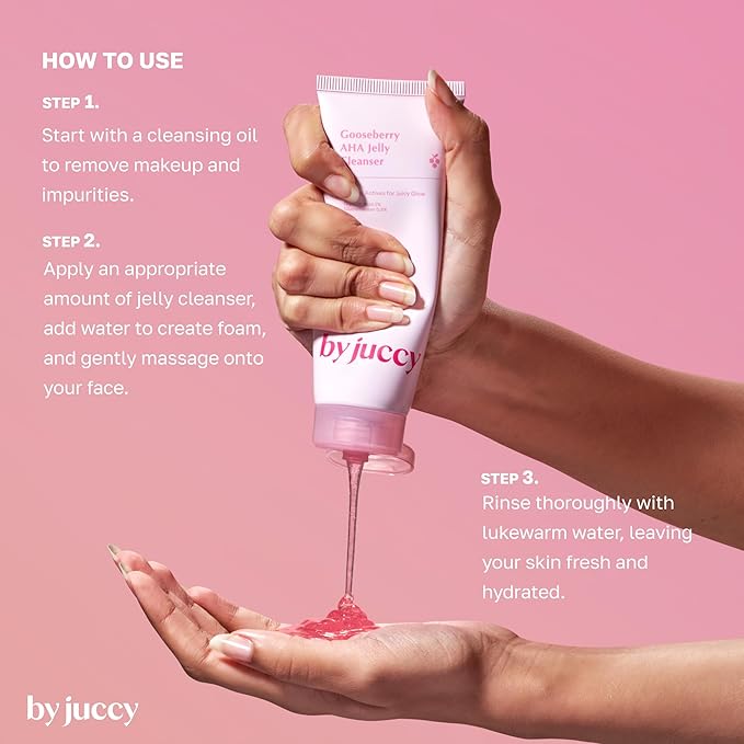 By Juccy Gooseberry AHA Jelly Cleanser | Gentle & Hydrating | Low PH | Glycolic Acid, Indian Gooseberry, Sea Buckthorn | Exfoliates Dead Skin CellsㅣKorean Face Wash | Korean Skin Care | 4.05 Fl.oz-FemmiqueWomen