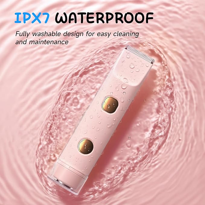 2 in 1 Bikini Trimmer for Women, Smooth and Painless Electric Razors for Women, IPX7 Waterproof Women's Electric Shaver, Rechargeable Bikini Underarm Legs Arm Body Face Trimmer Womens Shaver (Pink)-FemmiqueWomen