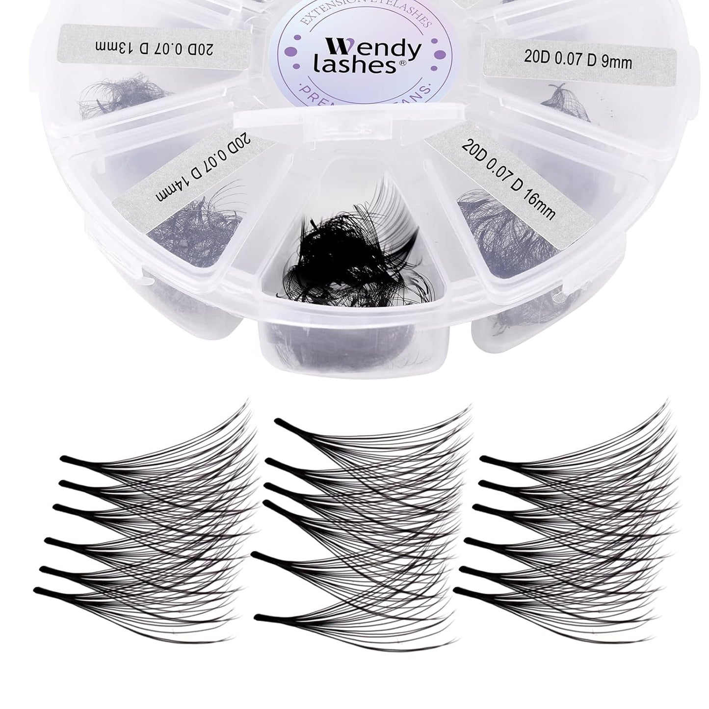 Premade Fans for Lash Extension: 20P, Wendy, Handmade Fans, Pre-made, For Lash-Artists, D, 9-16mm-FemmiqueWomen