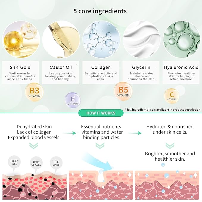 24K GOLD Eye Mask– 60 Pcs - Gold Under Eye Mask Retinol & Collagen - Puffy Eyes and Dark Circles Treatments – Look Younger and Reduce Wrinkles and Fine Lines Undereye-FemmiqueWomen