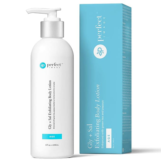 Perfect Image Gly + Sal Exfoliating Body Lotion, 8% Glycolic Acid and 2% Salicylic Acid Lotion Enhanced with Green Tea, Papaya, Bearberry, Licorice and Amino Complex-FemmiqueWomen