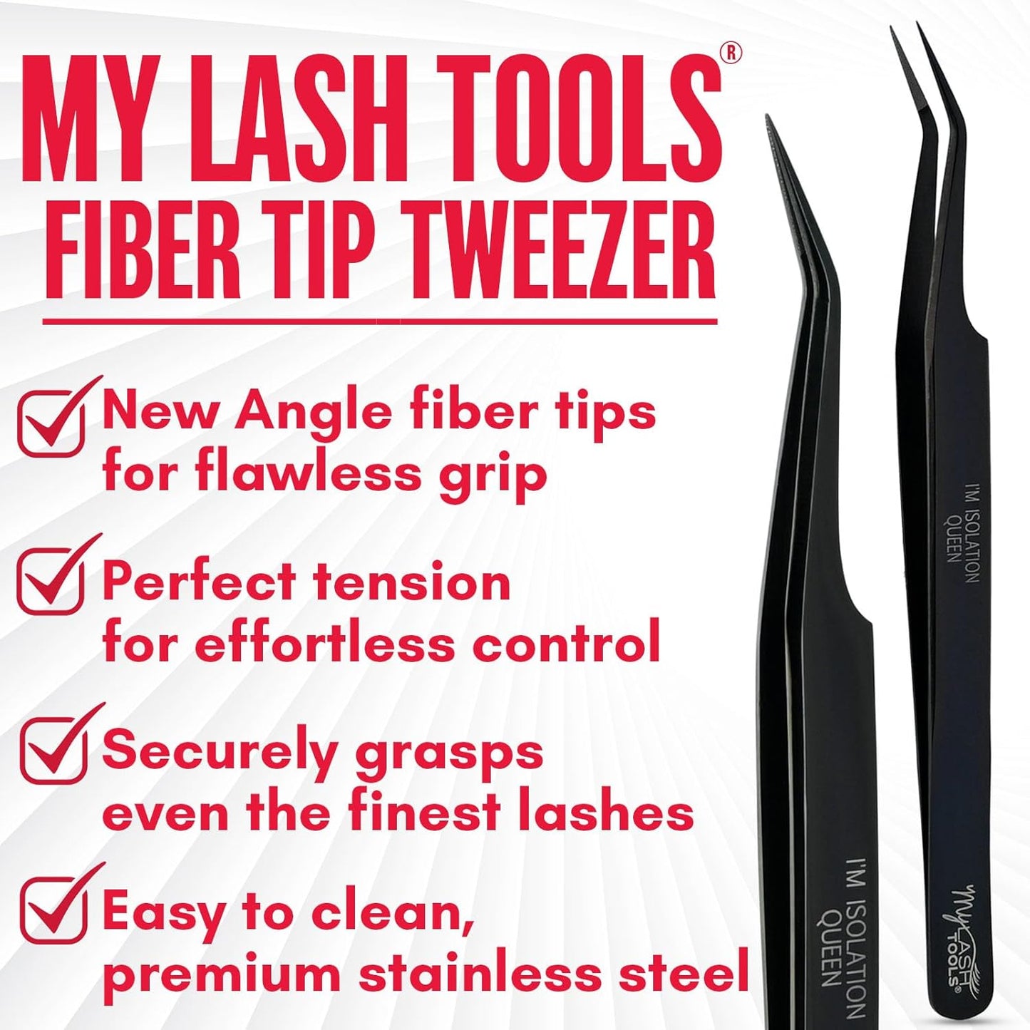 Isolation Tweezer Black Fiber Tip Lash Tweezer 12cm – Precision Stainless Steel Eyelash Extension Tool, Anti-Slip, Fine Tip for Lash Separation & Placement, Lash Artist Supplies-FemmiqueWomen