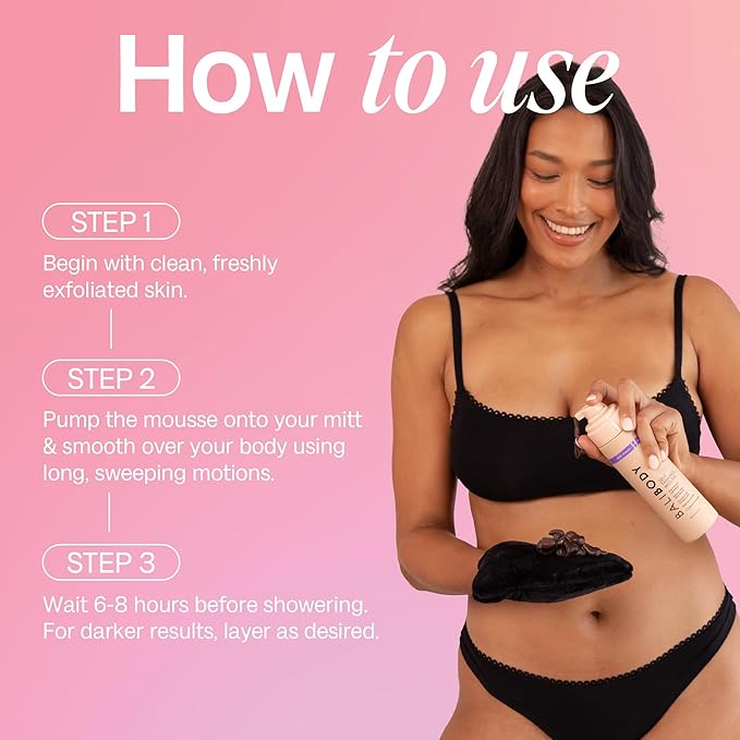 Bali Body Deep Violet Self Tanning Mousse – Self Tanner Mousse Violet-Based Formula for Dark, Fake Tan with Olive Undertones – Hydrating, Sunless Tanner for Sensitive Skin – 200ml / 6.7fl oz-FemmiqueWomen