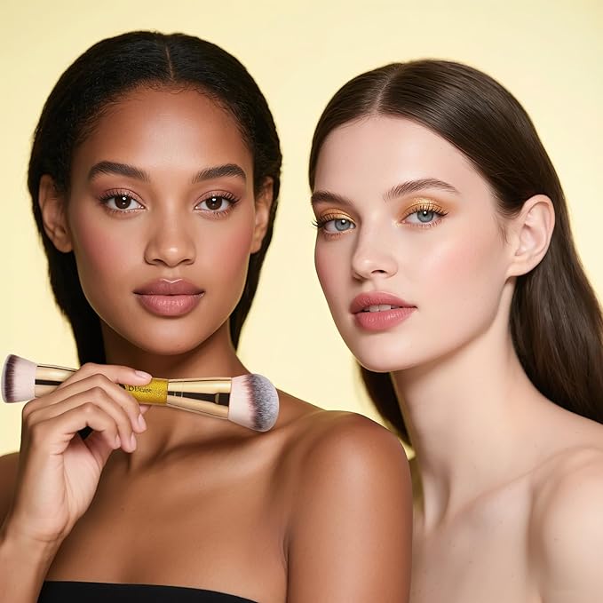 DUcare Foundation Brush Contour Bronzer Makeup Brush Double Ended Self Tanner Brush Sculpting Brush for Blending Liquid Powder Concealer Cream Cosmetics Blush Buffe-FemmiqueWomen