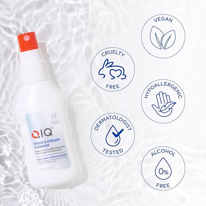 Eyelash and Eyelid Cleanser – High Purity Hypochlorous Eye Wash Solution, Lid and Lash Cleanser that Quickly Calms and Soothes Irritated, Clogged Skin (2oz)-FemmiqueWomen