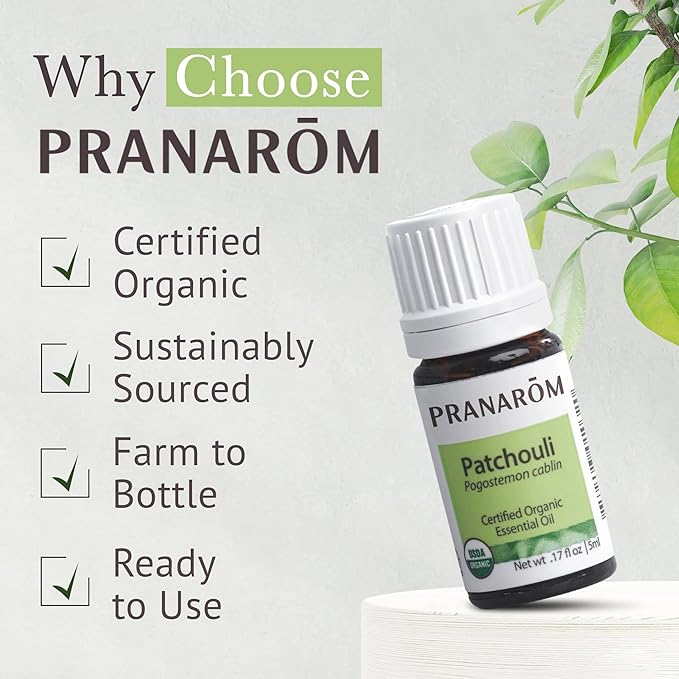 Pranarom - Patchouli Essential Oil (5ml) - 100% Pure Natural Therapeutic Grade Essential Oil for Diffusing and Perfumes | USDA and ECOCERT Certified Organic-FemmiqueWomen