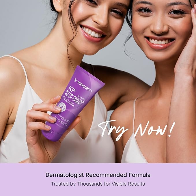 Vigority Keratosis Pilaris Treatment Cream with Lactic Acid – KP Body Bump Exfoliating Moisturizer for Rough, Bumpy, Dry & Flakey Skin, Strawberry Legs – 5.1 Oz-FemmiqueWomen