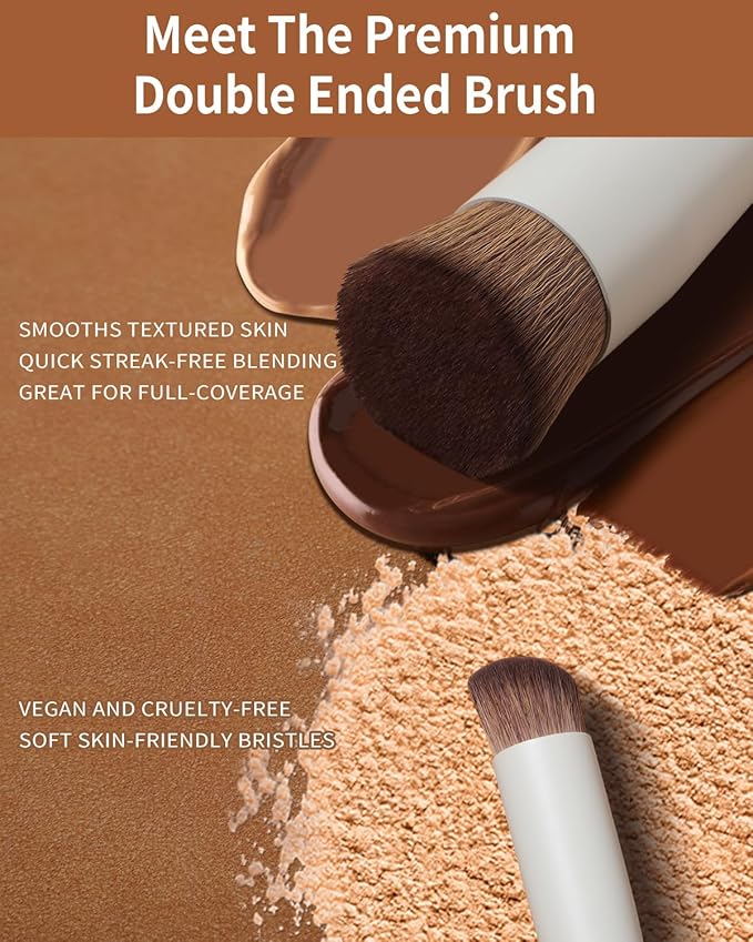 EIGSHOW Foundation and Concealer Brush, Dual Ended Makeup Brush For Flawless Foundation Coverage, Under Eye Concealer, Vegan & Cruelty-free (D110-Beige)-FemmiqueWomen