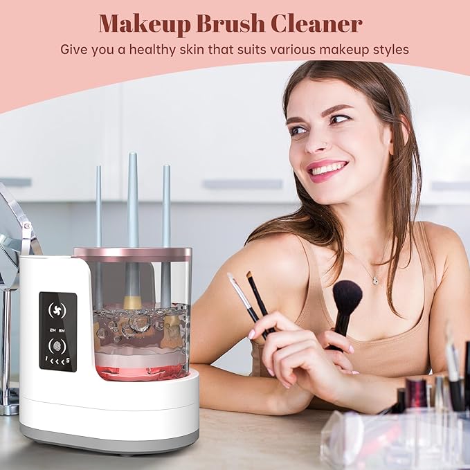 3 IN 1 Electric Makeup Brush Cleaner Machine With Makeup Brush Dryer-Holder-Portable Automatic USB Cosmetic Brushes Cleaner Tool for All Size Beauty Makeup Brush Set,Contour, Eyeshadow, Blush Brush-FemmiqueWomen