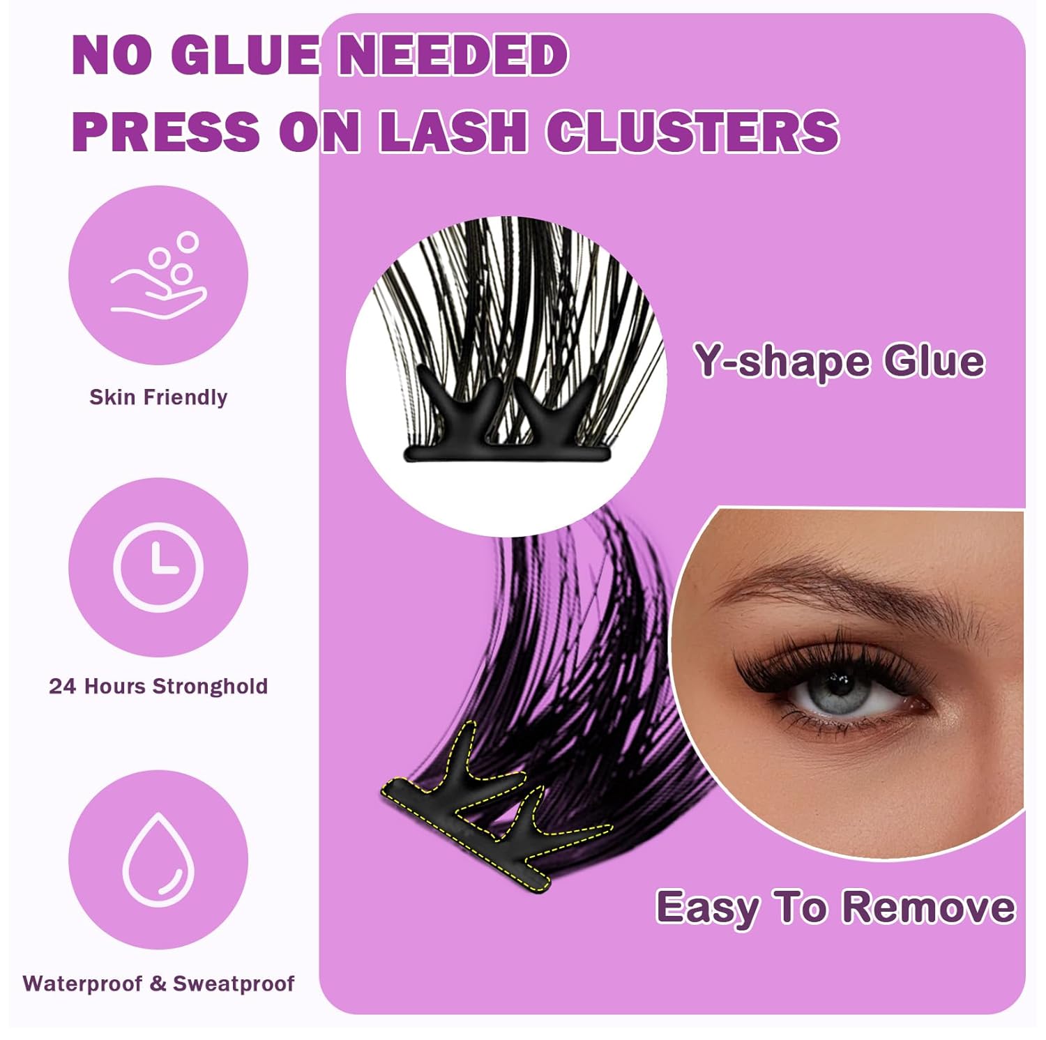 Self Adhesive Eyelashes Kit 80Pcs D Curl Press on Lashes Reusable Self Adhesive Lashes No Glue No Remover Needed DIY Lash Extension Kit with Tweezers for Beginners(10-16mm)-FemmiqueWomen