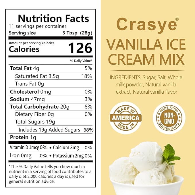 10 Ounce Ice Cream Mix Vanilla Soft Serve Mix Soft Serve Mixes Base Powder Homemade for Ice Cream Maker Machine-FemmiqueWomen