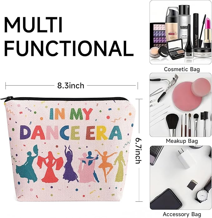My Dance Era Canvas Zipper Cosmetic Bag, Small Makeup Bag for Women, Friends, Daughter, Sister for Dancers, Dancer Birthday Gifts for Girls (Pink)-FemmiqueWomen