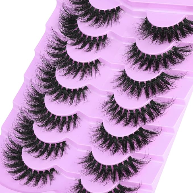 Lashes Clear Band Fox Eye Lashes 3D Volume Faux Mink Eyelashes Wispy False Eyelashes Strips 7 Pairs by Kiromiro-FemmiqueWomen