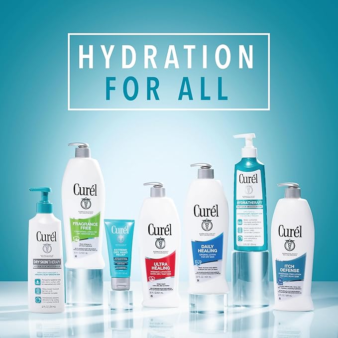 Curel Ultra Healing Intensive Fragrance-Free Lotion For Extra-Dry Skin, Ideal for Sensitive Skin, Cruelty Free, Paraben Free, Dermatologist Recommended, 6 Oz, Pack of 3-FemmiqueWomen