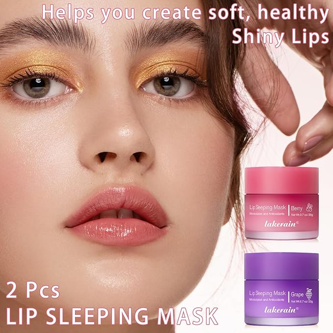 2 Pcs Lip Sleeping Mask, Lip Mask Overnight Hydrate Repair Sleeping Lip Mask, Moisturizing Lip Balm Lip Care Anti Dry Cracked Lip Cream, Lip Scrubs Exfoliator Reduce Lip Lines-FemmiqueWomen