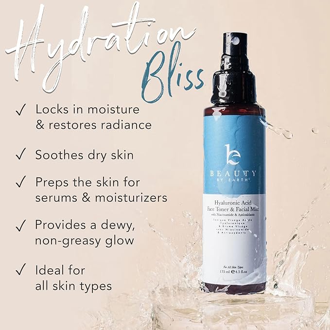 Hyaluronic Acid Toner for Face - USA Made with Natural & Organic Ingredients, Hydrating Toner with Niacinamide, Softens and Smoothes Dry & Sensitive Skin, Fragrance-Free Skin Care Spray-FemmiqueWomen